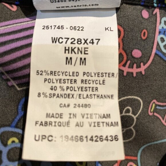 Hello Kitty Ladies Scrub Top Size Medium Black Multicolour Medical Uniform - Picture 11 of 14